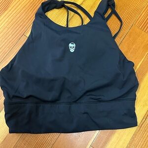 Stylish Black Women's Sports Bra with Skull Design